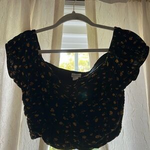 Aeropostale Puff Sleeve Crop Top L